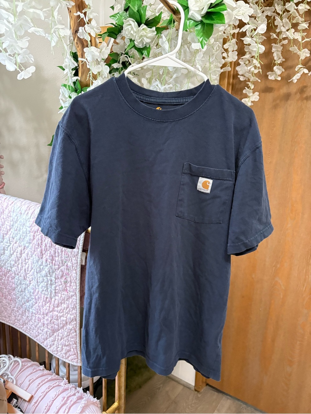 Carhartt Navy Short Sleeve Pocket Tee with Logo Patch